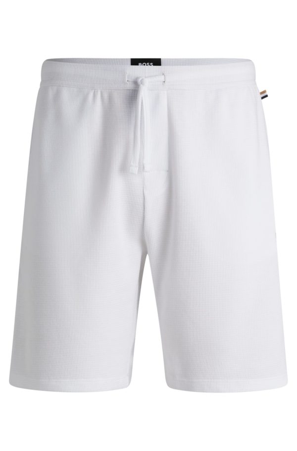 Hugo Boss Short de pyjama à la structure gaufrée avec logo brodé