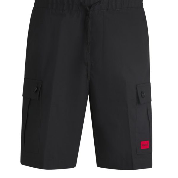 Hugo Boss Short en coton structuré avec étiquette logotée rouge