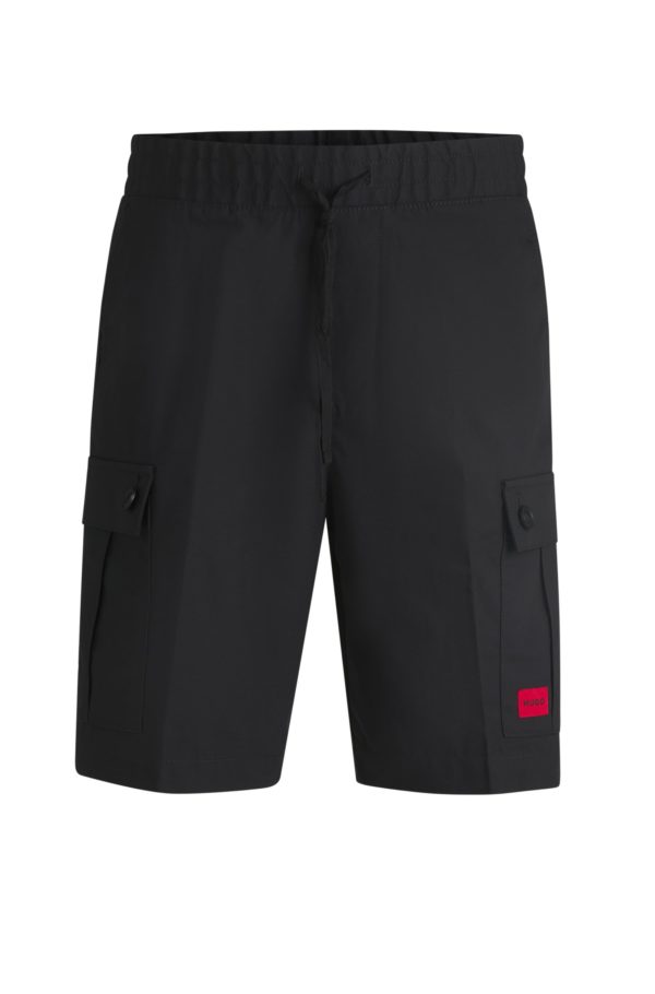 Hugo Boss Short en coton structuré avec étiquette logotée rouge