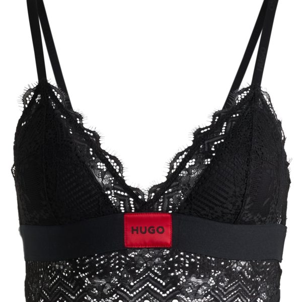 Hugo Boss Soutien-gorge avec bordure en dentelle et étiquette logotée rouge