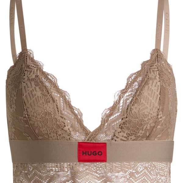 Hugo Boss Soutien-gorge avec bordure en dentelle et étiquette logotée rouge