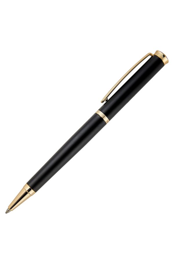 Hugo Boss Stylo-bille noir mat avec détails dorés