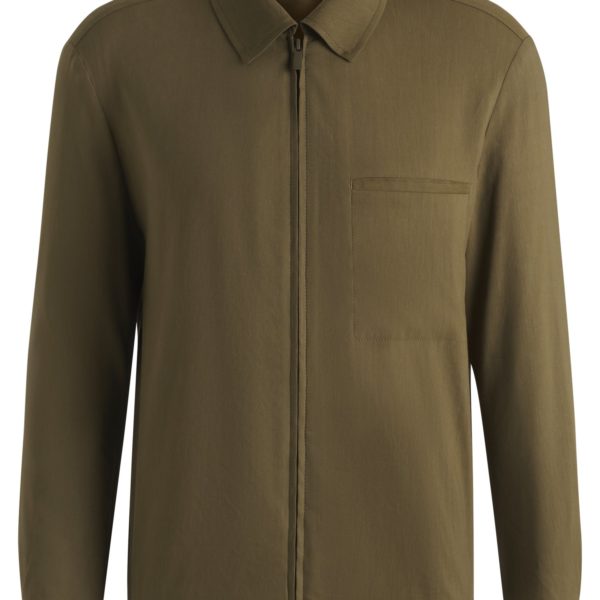 Hugo Boss Surchemise Relaxed zippée en lin mélangé