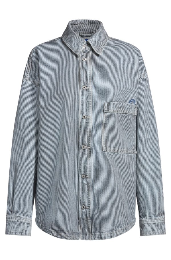 Hugo Boss Surchemise boutonnée en denim rigide à rayures
