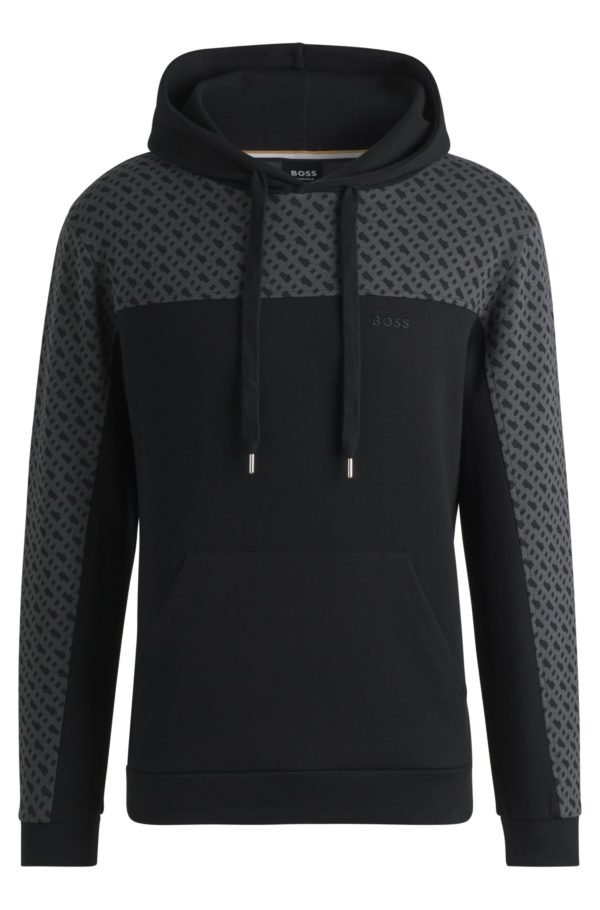 Hugo Boss Sweat à capuche en coton mélangé avec monogrammes