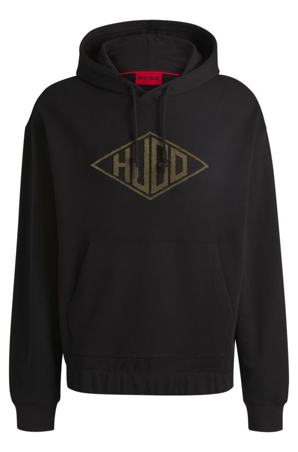 Hugo Boss Sweat à capuche en molleton de coton avec logo brodé