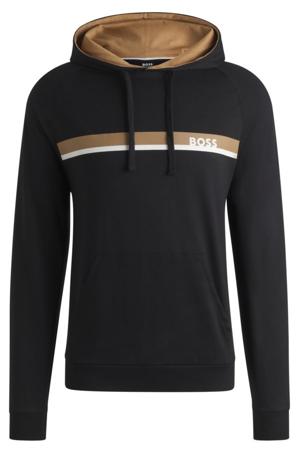Hugo Boss Sweat à capuche en molleton de coton avec rayures imprimées