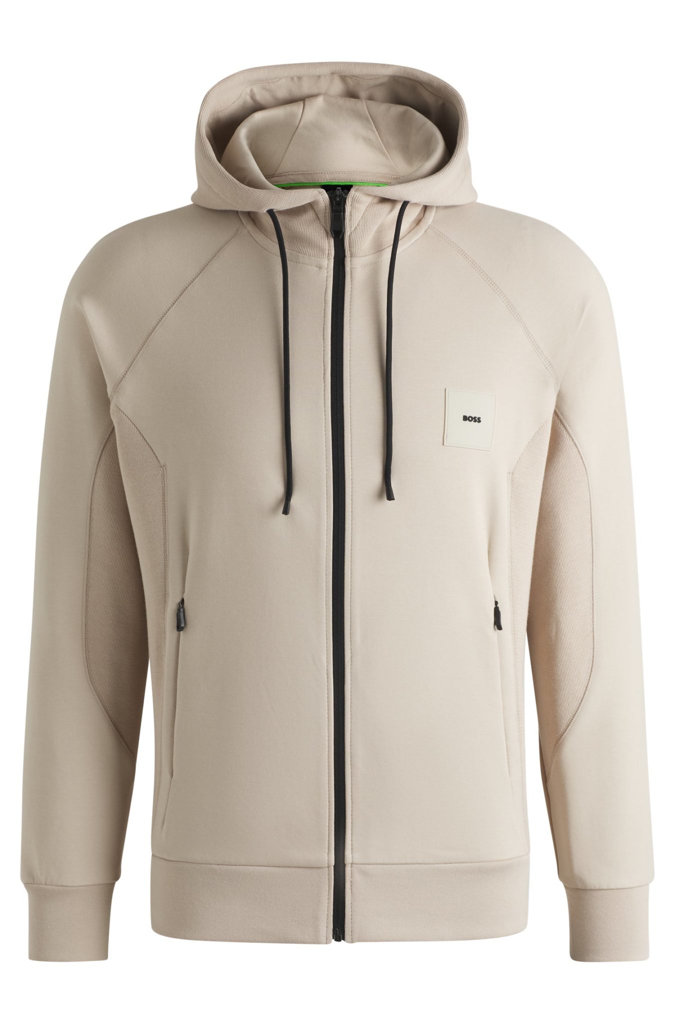 Hugo Boss Sweat à capuche zippé en coton mélangé avec patch logoté