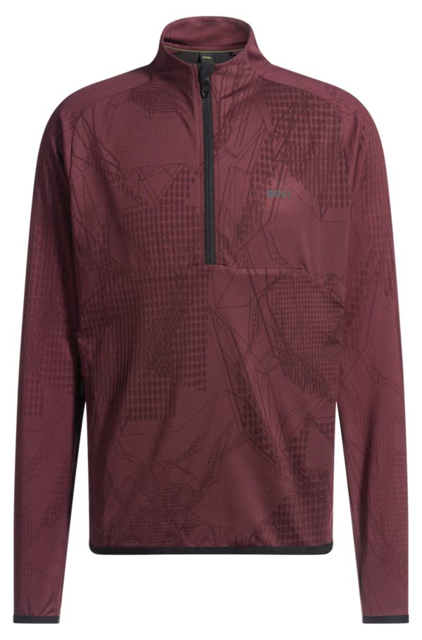 Hugo Boss Sweat actif à encolure zippée en tissu stretch à motif jacquard