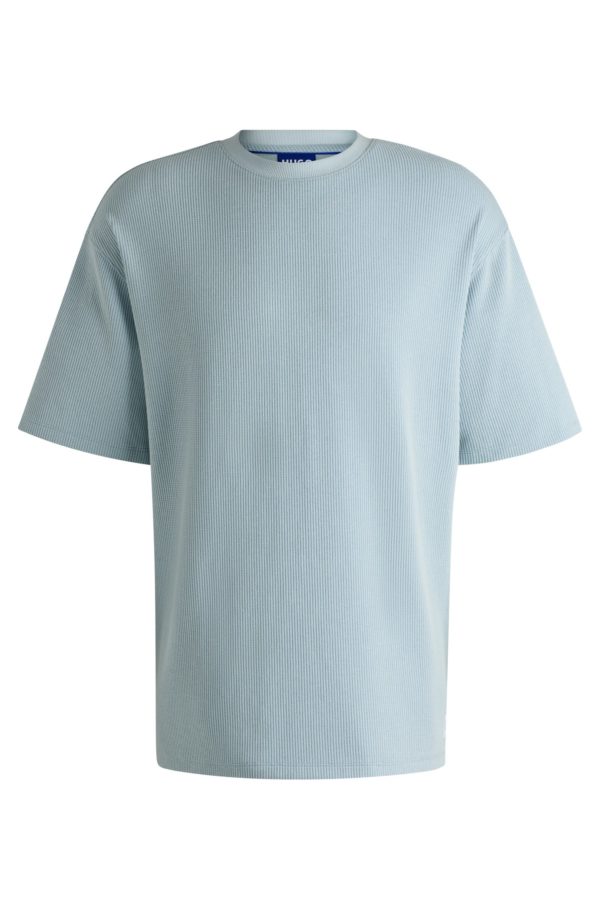 Hugo Boss T-shirt en jersey de coton avec patch logoté bleu