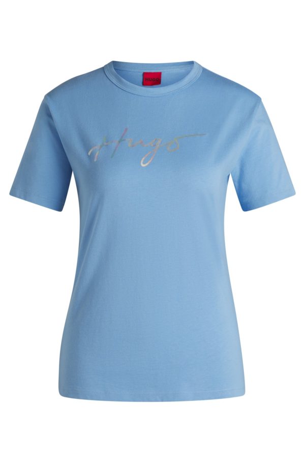 Hugo Boss T-shirt en coton à col rond avec imprimé de la saison