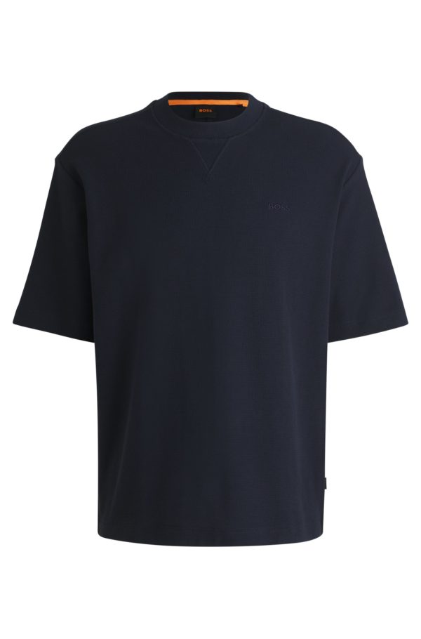 Hugo Boss T-shirt en coton gaufré avec logo brodé