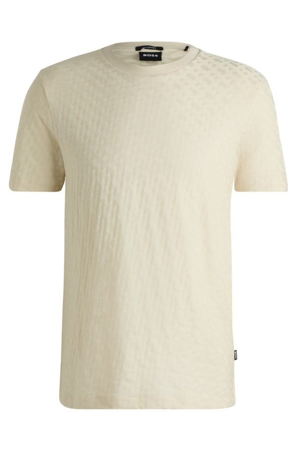 Hugo Boss T-shirt en coton mercerisé à monogrammes jacquard