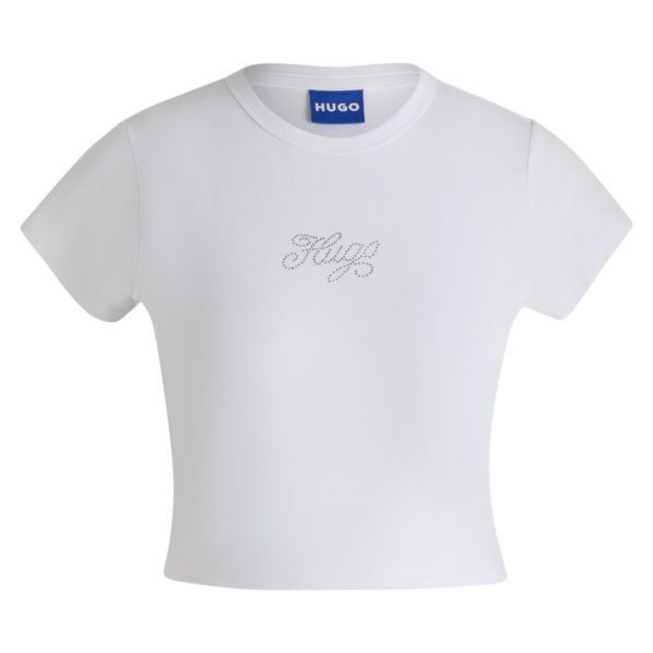 Hugo Boss T-shirt en coton stretch avec logo orné de strass