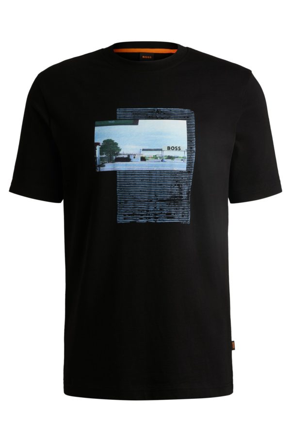 Hugo Boss T-shirt en jersey de coton à imprimé artistique photographique
