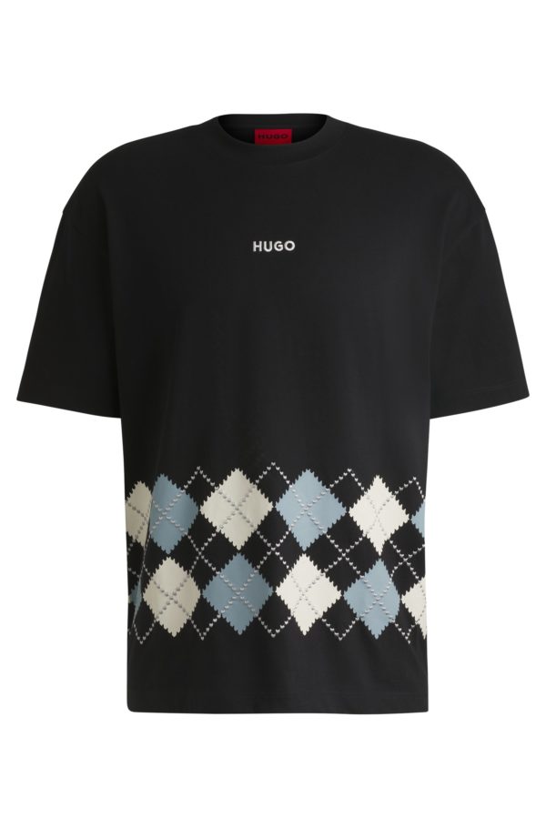Hugo Boss T-shirt en jersey de coton à motif argyle