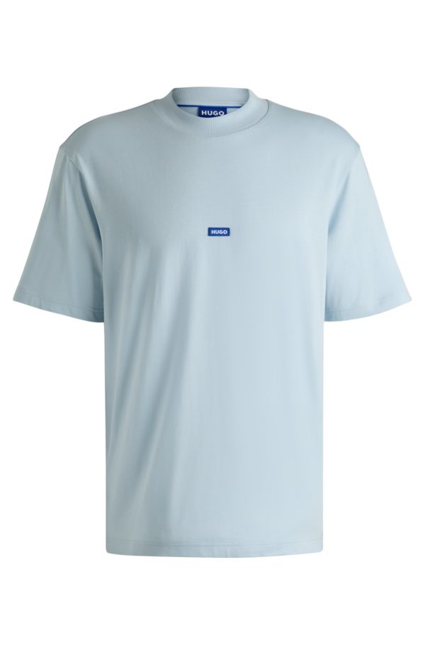 Hugo Boss T-shirt en jersey de coton avec patch logo bleu