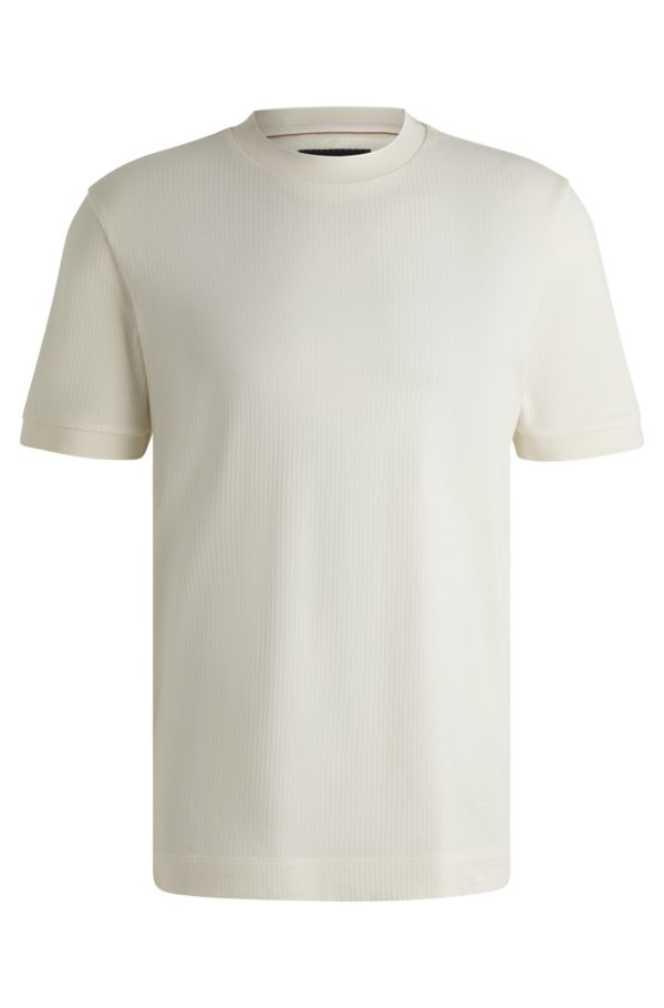 Hugo Boss T-shirt en soie et coton avec rayures structurées