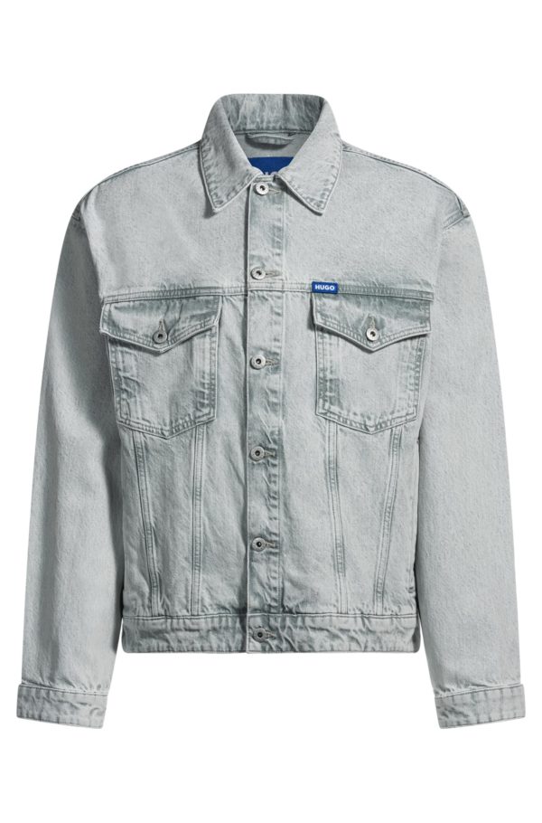 Hugo Boss Veste Regular en denim stone-washed gris clair