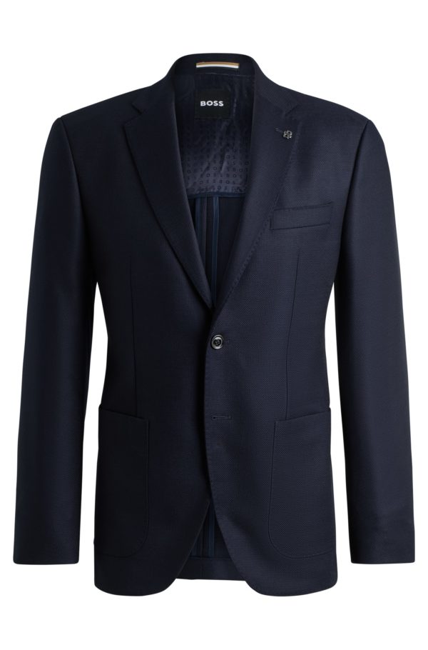Hugo Boss Veste Regular en laine vierge stretch à micro motif