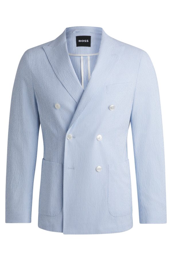Hugo Boss Veste de costume Slim en seersucker de coton stretch