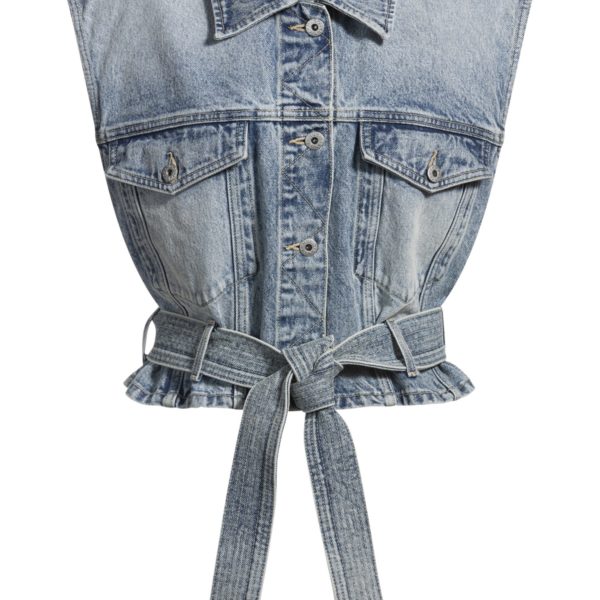 Hugo Boss Veste en jean sans manches avec ceinture surpiquée