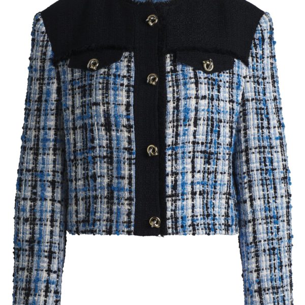 Hugo Boss Veste en tweed à empiècements contrastants et boutons originaux