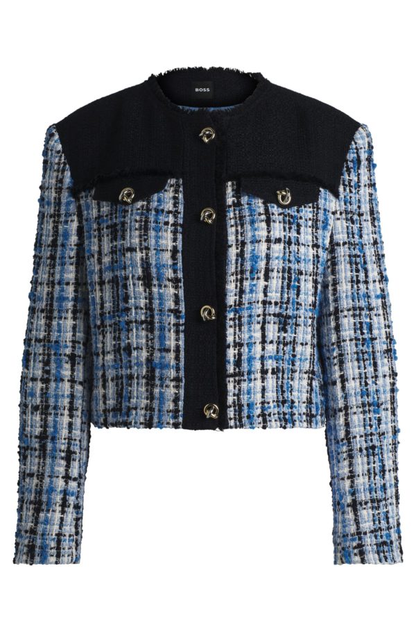 Hugo Boss Veste en tweed à empiècements contrastants et boutons originaux