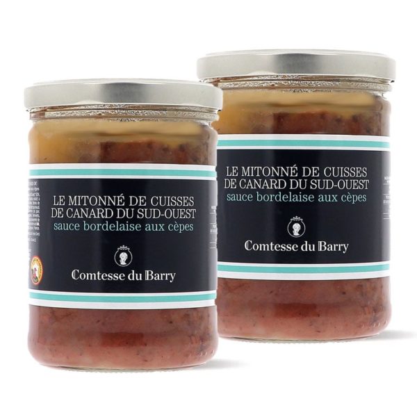 Lot de 2 Mitonnés de cuisses de canard sauce bordelaise aux cèpes 700g-Comtesse du Barry