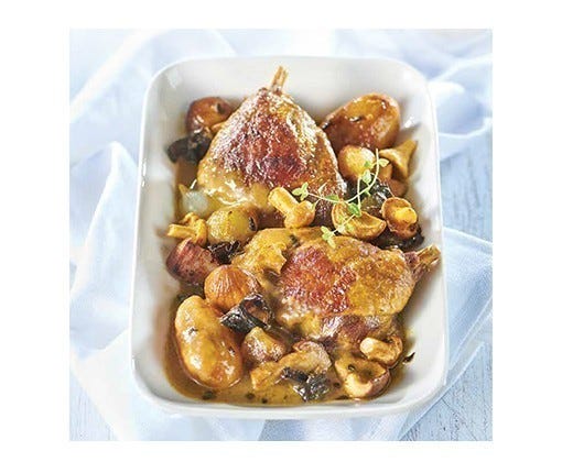 Mitonné de cuisses de canard du Sud-Ouest sauce forestière au jus de truffe-Comtesse du Barry