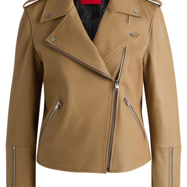 Hugo Boss Blouson de motard asymétrique en cuir