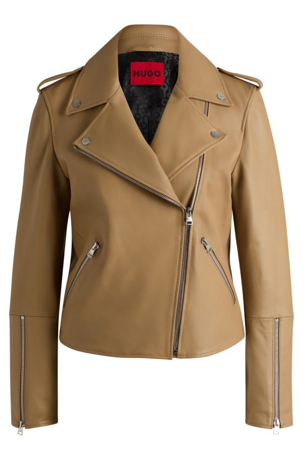 Hugo Boss Blouson de motard asymétrique en cuir