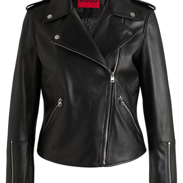 Blouson de motard asymétrique en cuir – Hugo Boss