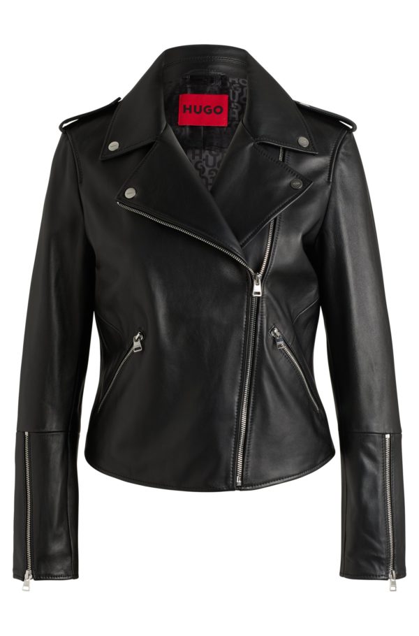 Hugo Boss Blouson de motard asymétrique en cuir