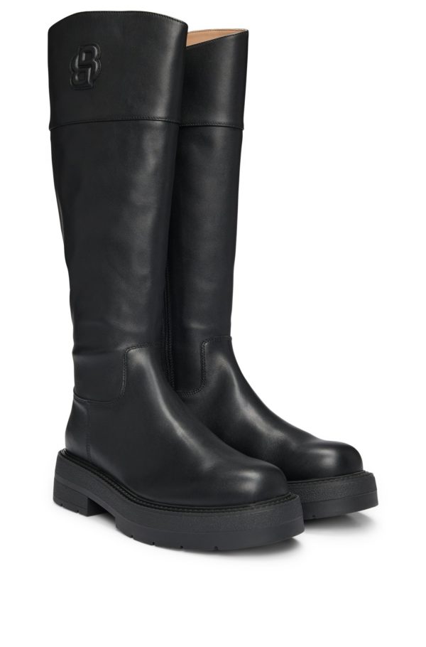 Hugo Boss Bottes en cuir avec monogramme Double B rembourré