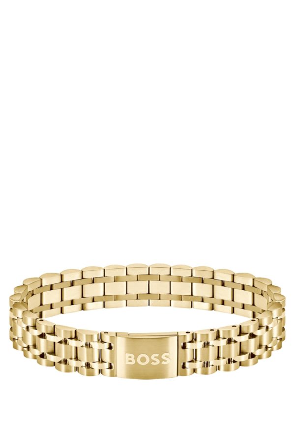 Hugo Boss Bracelet doré avec fermoir magnétique à logo gravé