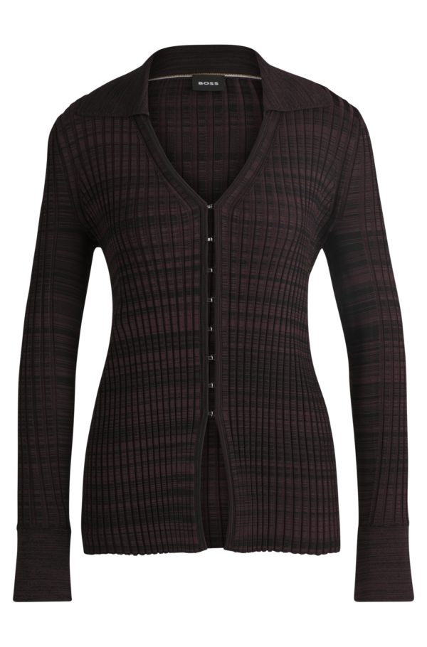 Hugo Boss Cardigan à col V en tissu stretch côtelé