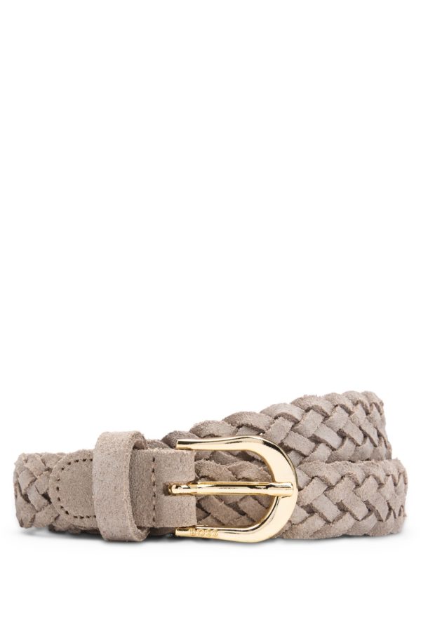 Hugo Boss Ceinture en cuir suédé tressé avec boucle à logo gravé