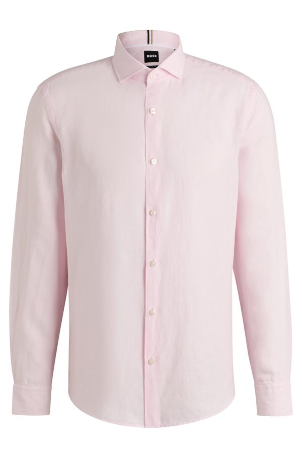 Hugo Boss Chemise Casual en lin avec col italien