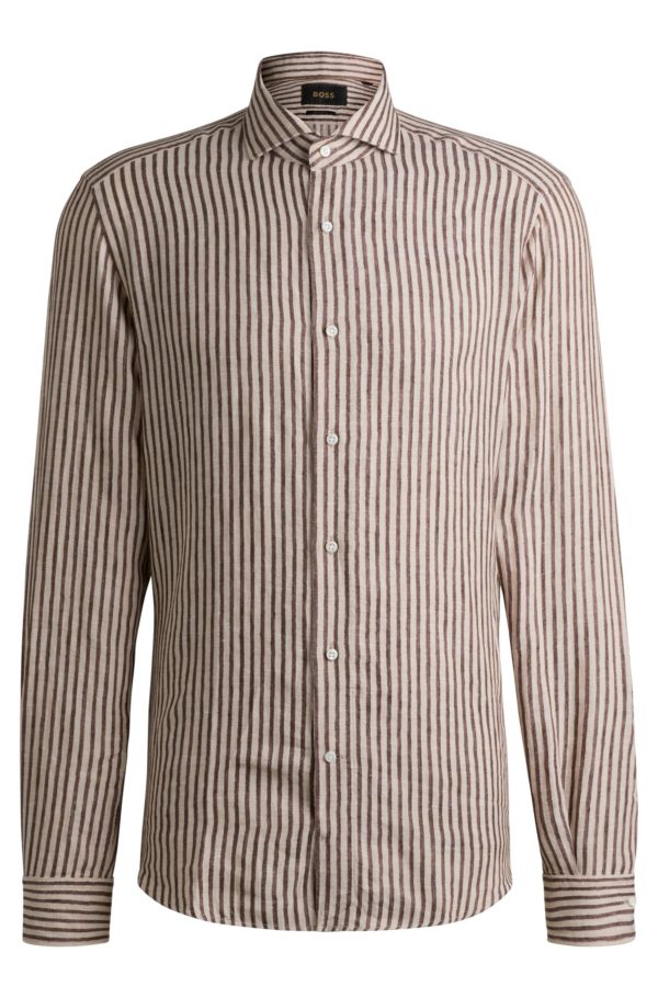 Hugo Boss Chemise Regular en lin italien à rayures