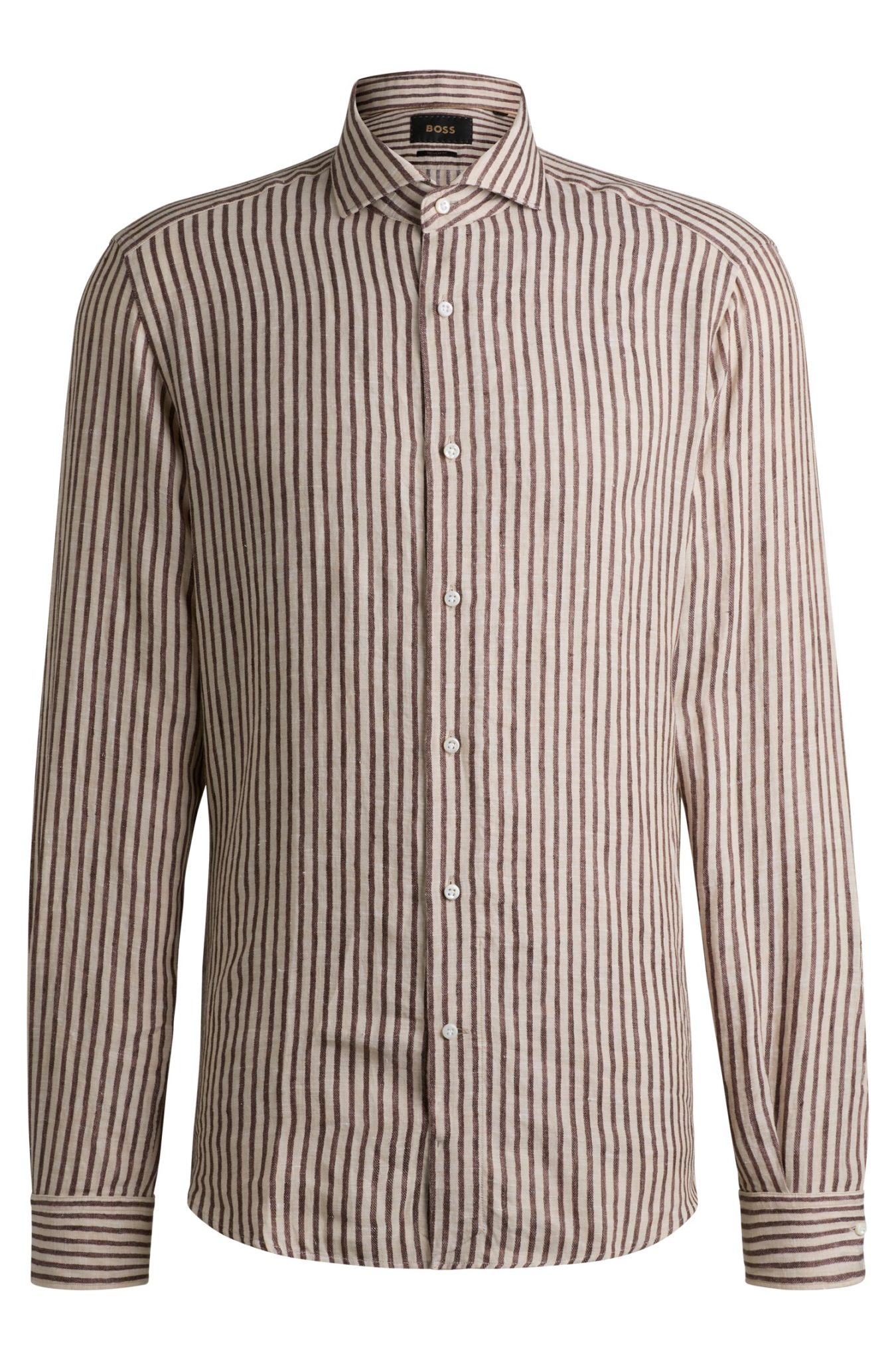 Hugo Boss Chemise Regular en lin italien à rayures