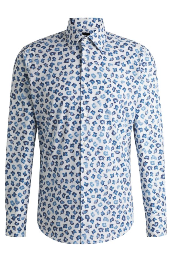 Hugo Boss Chemise Regular en popeline de coton stretch avec imprimé à fleurs