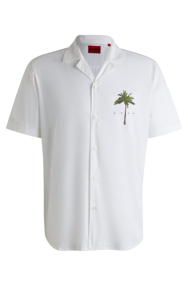 Hugo Boss Chemise Relaxed en coton à imprimés palmiers