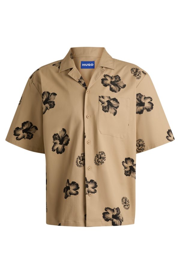 Hugo Boss Chemise Relaxed en coton stretch à imprimé hibiscus