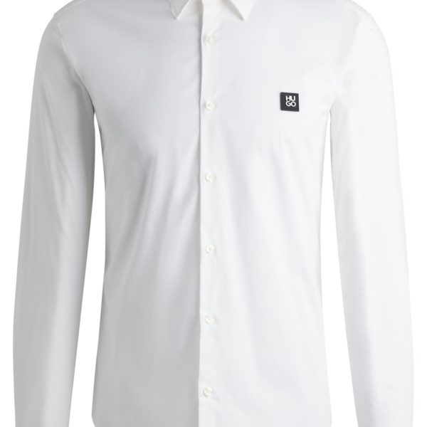 Hugo Boss Chemise Slim en coton stretch avec logo revisité