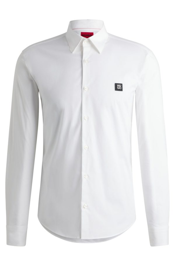 Hugo Boss Chemise Slim en coton stretch avec logo revisité
