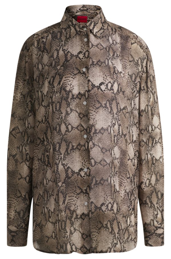 Hugo Boss Chemisier Oversize en crêpe de Chine à imprimé python