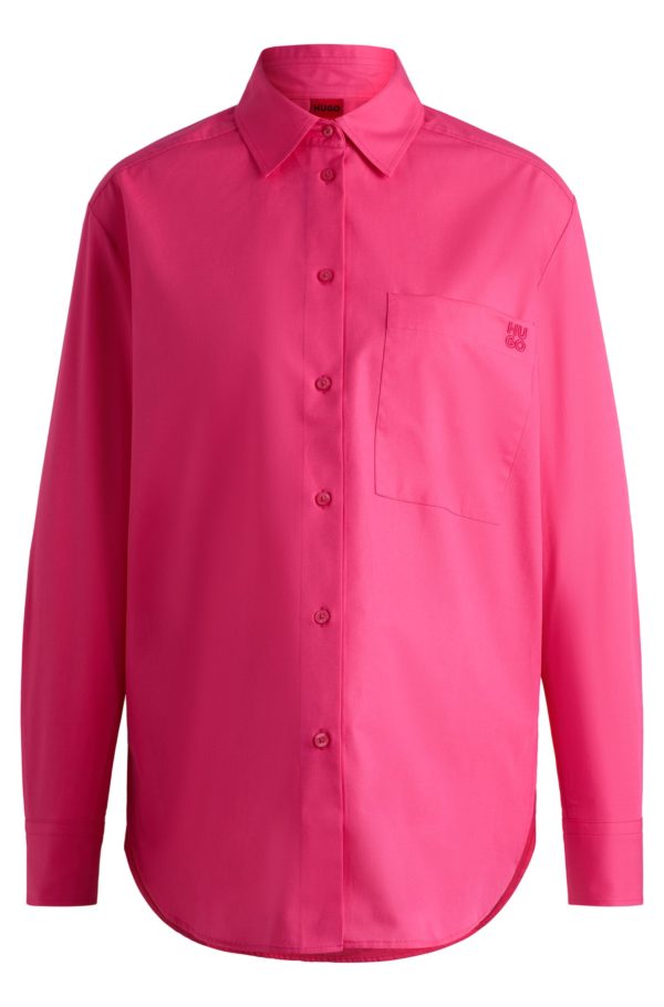 Hugo Boss Chemisier Oversize en toile de coton avec logo brodé