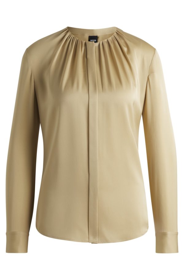 Hugo Boss Chemisier Regular sans col en soie stretch