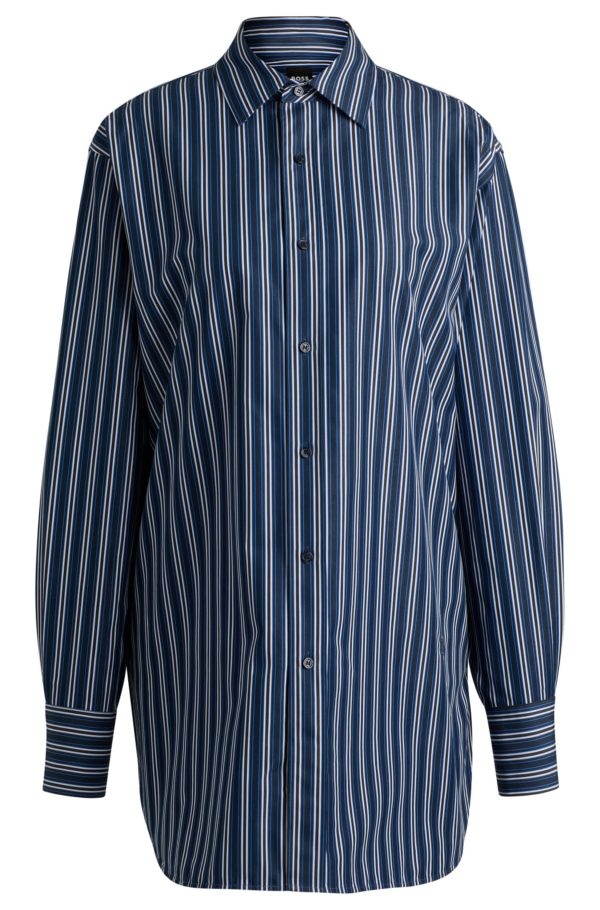 Hugo Boss Chemisier Slim en coton à rayures et monogramme
